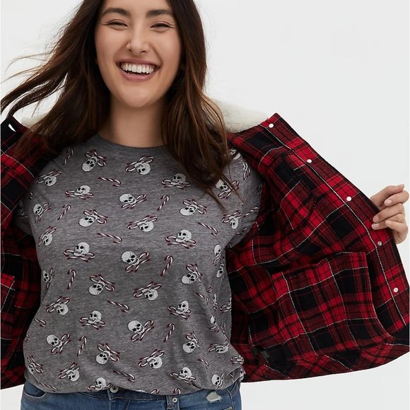 Torrid 2 2x 18/20 Skull Candy Cane Tee - Picture 1 of 4